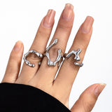 Minimally irregular lava open smooth ring set, niche hollow arc-shaped design ring