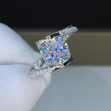 Eight Heart Eight Arrow Zircon Imitation Moissanite Ring for Women and Men's Six Claw Wedding Ring