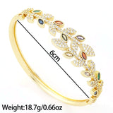 Copper inlaid colored zircon leaf bracelet
