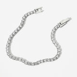 Stainless Steel 18K Gold Plated Trendy Jewelry Bling Round Cubic Zirconia Tennis Chain Bracelet For Women