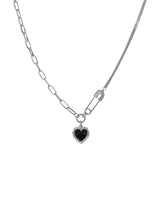 Black Love Necklace Female Pin Full Drill Ins Personality Fashion Retro Wild Collarbone Chain