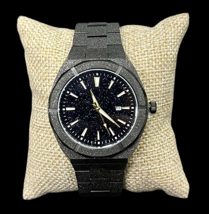 pesado reloj zirconias negro