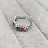 S925 Sterling Silver Inlaid Natural Turquoise Color Treasure Ring European And American Fashion Women's Color Diamond Ring