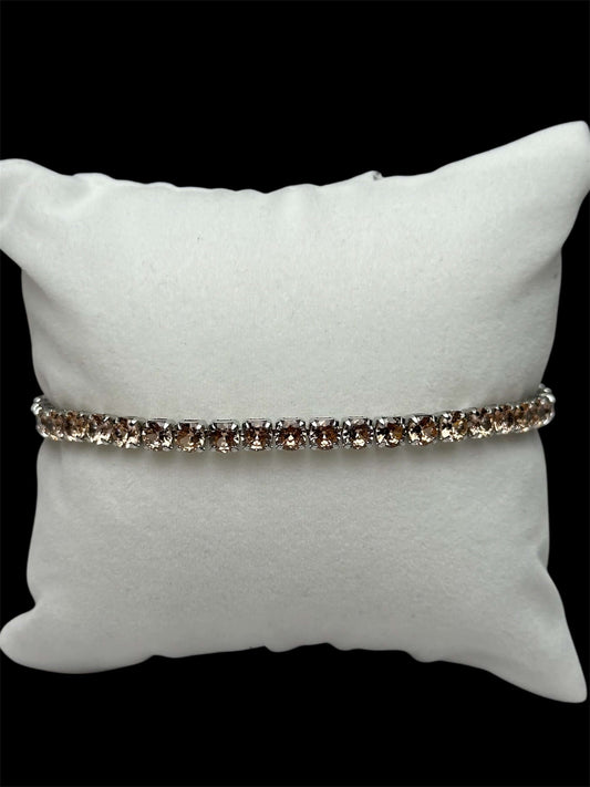 Pulsera Tenis 3 mm Crema Plata All In Men Joyeria