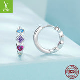 Silver Charm New Exquisite Sweet Color Zirconia Splicing Ear Buckle European and American Fashion Versatile s925 Pure Silver Earrings