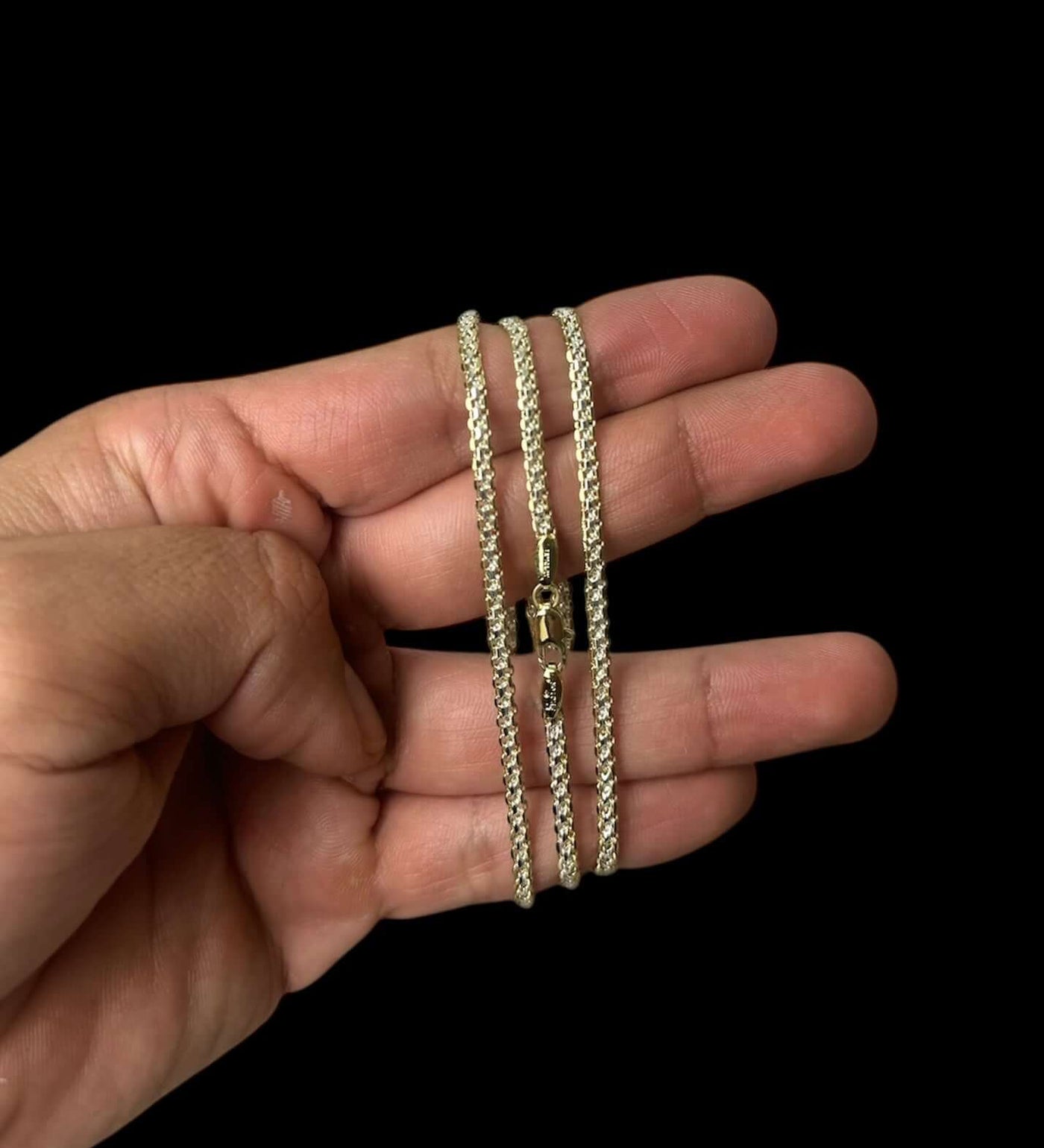 Cadena Combinada Lisa 3 mm Oro Laminado 18 K All In Men Joyeria