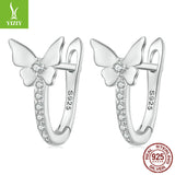 Silver Charm Hot Selling Forest style Small Fresh Butterfly Ear Buckle Women's Simple and Fashionable U-shaped s925 Pure Silver Earrings and Earrings