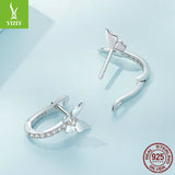 Silver Charm Hot Selling Forest style Small Fresh Butterfly Ear Buckle Women's Simple and Fashionable U-shaped s925 Pure Silver Earrings and Earrings