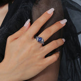 Fashion natural sapphire ring ring simple blue diamond ring women