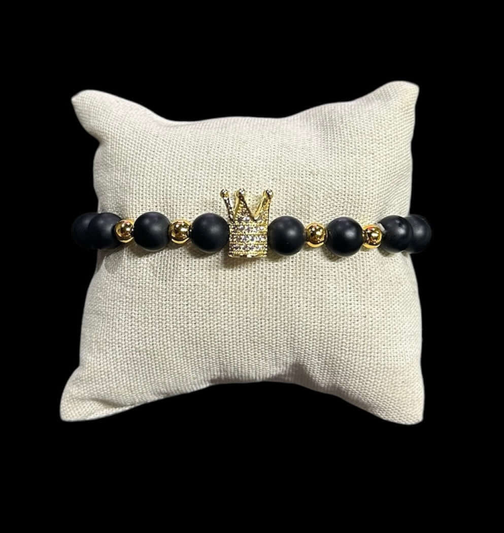 Pulsera Perlas con Corona Dorada All In Men Joyeria