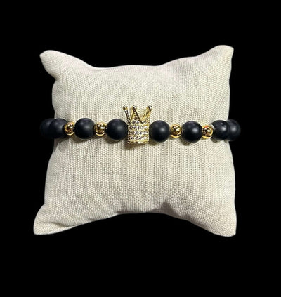 Pulsera Perlas con Corona Dorada All In Men Joyeria