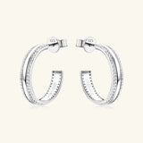 925 Sterling Silver Inlaid Moissanite C-Hoop Earrings