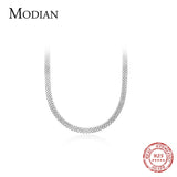 Modian New Exquisite Lace Style Short Necklace Chain Pure 925 Sterling Silver Choker Necklaces For Women Party Jewelry Gift