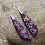 New Bohemian Emperor Stone Geometric Pendant Earrings, European and American Popular Natural Stone Jewelry