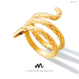 Cold wind surrounds the snake shaped ring female high end feeling cold fashion personality titanium steel ring hand jewelry