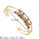 Copper Inlaid Colorful Zircon Open Bracelet