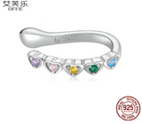 Fashion Original Ear Clip Single Rainbow Love Sterling Silver S925 Earrings Heart Shaped Zircon Single Stud Earrings