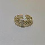 French retro zircon metal ring set female Korean niche personality simple and versatile temperament ring