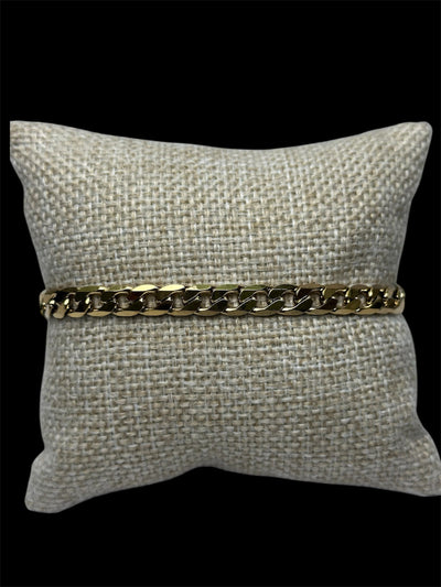 Set Dorado Cubano 6 mm Acero Inoxidable All In Men Joyeria