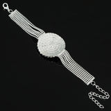 Ball Chain Link Silver Color Full Round Shape Bridal Bracelets Romantic Ladies Luxury Party Crystal Evening Bracelet