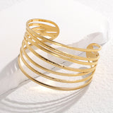 INS Style Wide Edition Titanium Steel Bracelet Geometric Line Exaggerate Personality European and American Bracelet Girl