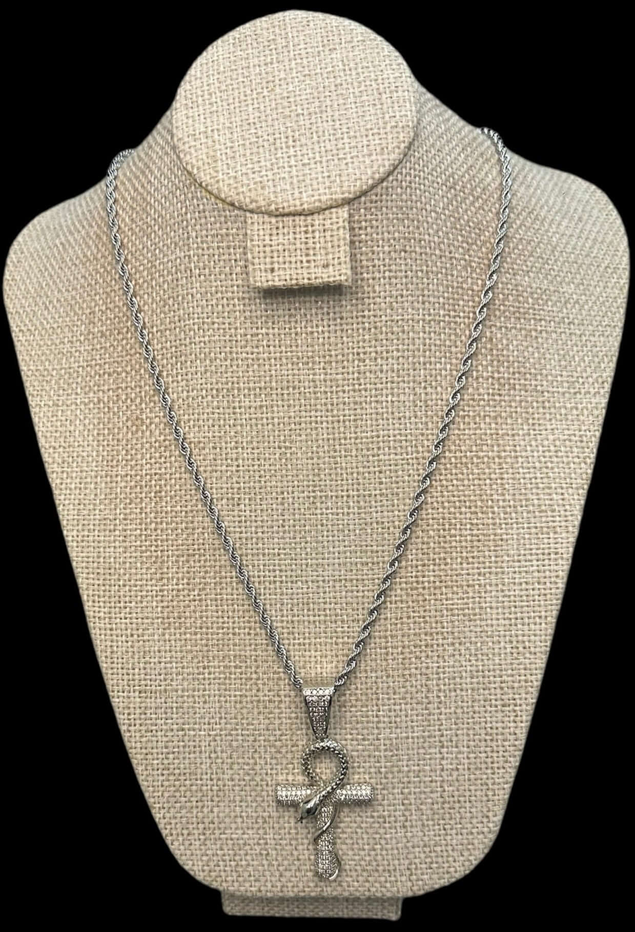 Cadena Cruz Plata Serpiente All In Men Joyeria