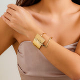 Irregular personality hollow Bracelet geometric water ripple metal wide face bracelet for women