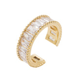 Brass Gold Plated Set with Zircon Luxury Trend Ladies Ring Opening Design Adjustable Ring