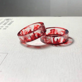 Ice and Flame Halo Stained Crystal Resin Punk Exclusive Couple Ring for Men and Women