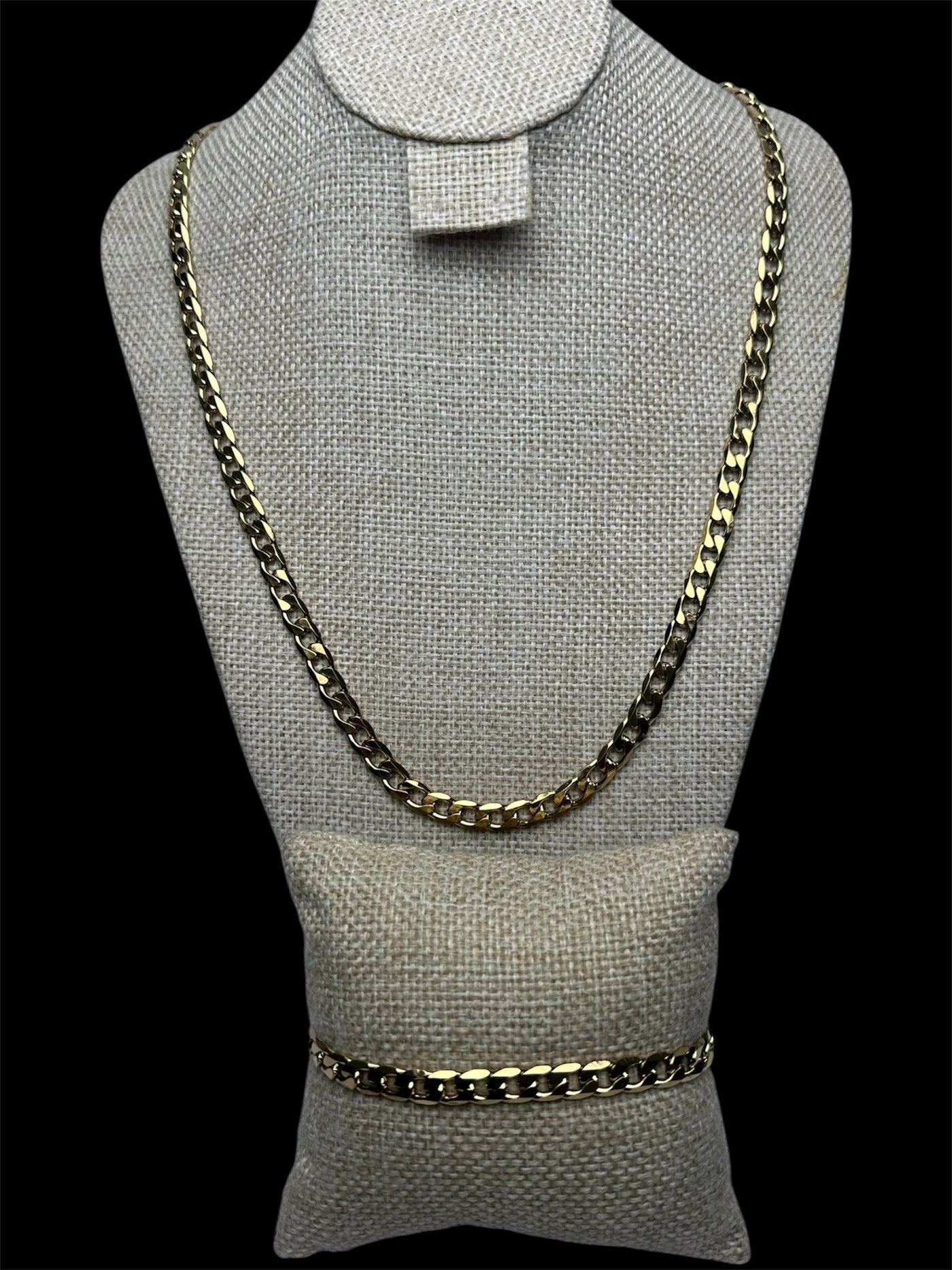 Set Dorado Cubano 6 mm Acero Inoxidable All In Men Joyeria