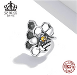 Original Homing Bee Sterling Silver S925 Single Earring Gold Zircon Insect Single Earring