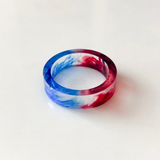 Ice and Flame Halo Stained Crystal Resin Punk Exclusive Couple Ring for Men and Women