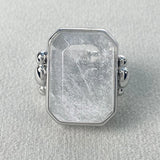 Retro Square Natural Stone Crystal Ring Metal Geometry for Women Brass Jewelry Fashion  High Quality Gifts European American