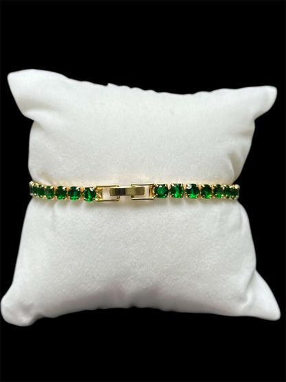 Pulsera Tenis 3 mm Verde Rosa All In Men Joyeria