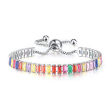 Colored Zircon Bracelet Women's Full Diamond Adjustable Crystal Tennis Chain