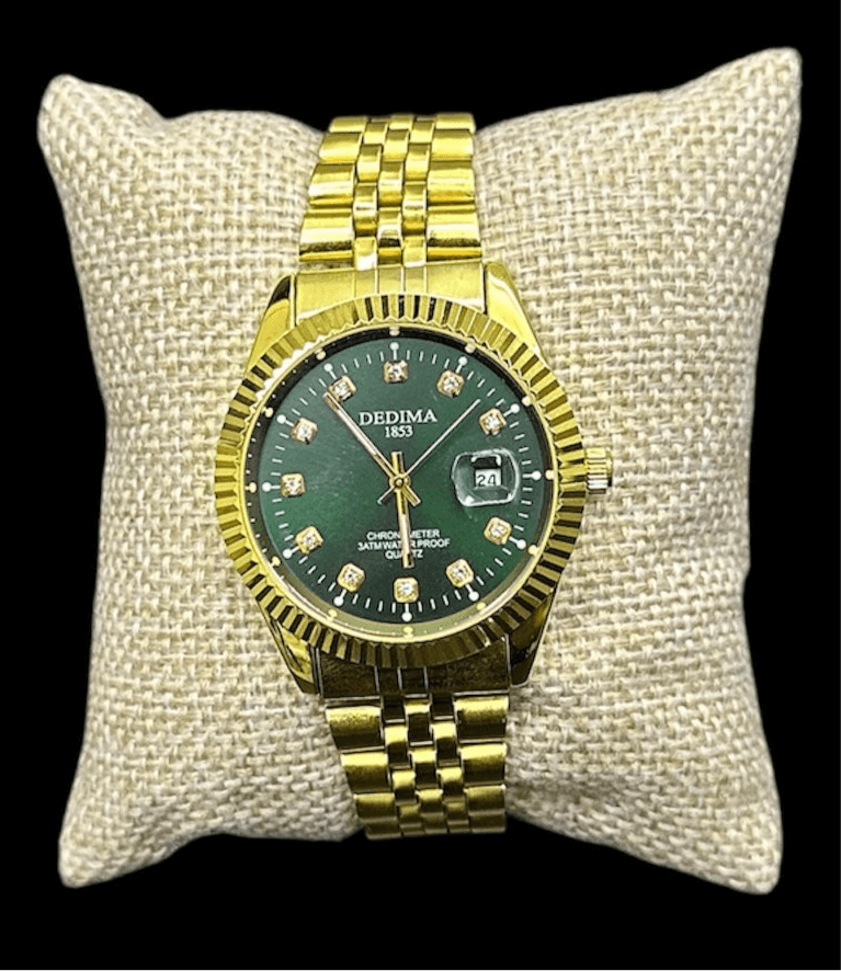 Reloj Tipo Rlx Dorado Verde All In Men Joyeria