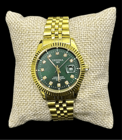 Reloj Tipo Rlx Dorado Verde All In Men Joyeria