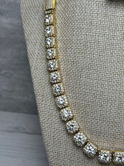 Cadena Dorada Zirconias Cuadradas All In Men Joyeria