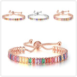 Colored Zircon Bracelet Women's Full Diamond Adjustable Crystal Tennis Chain