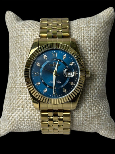 Reloj Tipo Rlx Dorado Azul All In Men Joyeria