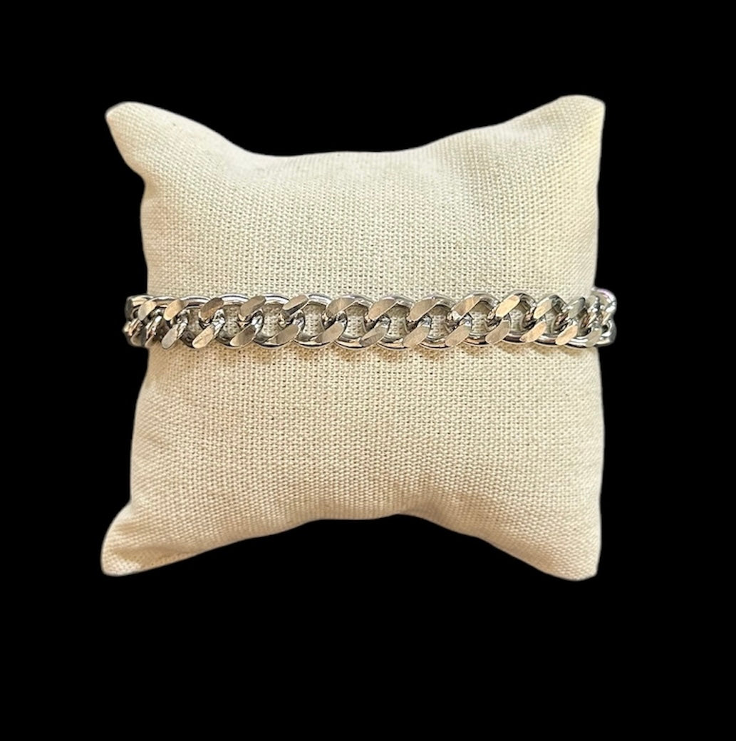 Pulsera Cubana Plata 6 mm Ajustable All In Men Joyeria