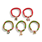 Creative Colorful Letter Christmas Bracelet with Simple Soft Ceramic Beads and Color Contrasting Handmade Set