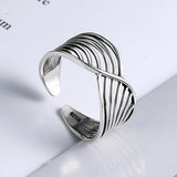 Mobius wave ring s925 silver Thai silver retro personality wild open sterling silver ring jewelry