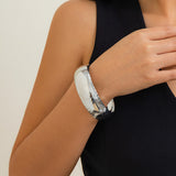 Design inspired metal snake stripe wide bracelet, fashionable and niche texture, circular opening bracelet for women