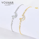 New Temperament Bracelet Female High Quality Adjustable Pull Bracelet Real Gold Electroplating Shell Moon Bracelet