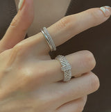 French retro zircon metal ring set female Korean niche personality simple and versatile temperament ring