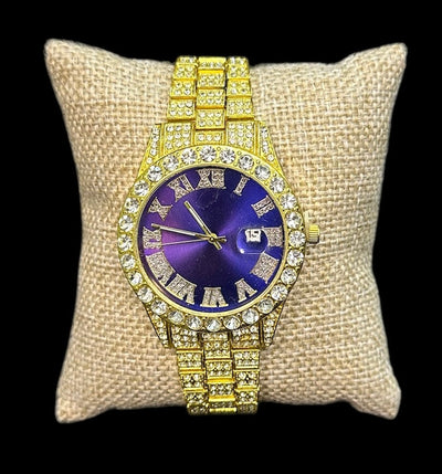 Reloj Dorado Zirconias Fondo Azul All In Men Joyeria