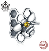 Original Homing Bee Sterling Silver S925 Single Earring Gold Zircon Insect Single Earring