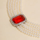 Retro Baroque court style, light luxury, elegant, multi-layered layered necklace with inlaid diamonds