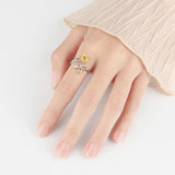 S925 Sterling silver sunflower rotating ring with diamonds simple and versatile popular anti stress ring